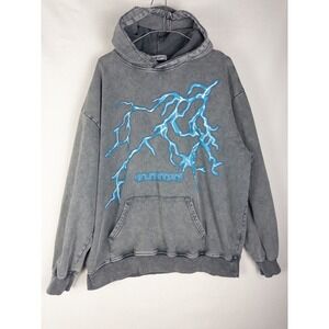 Aelfric Eden Pullover Sweater L Mens Gray Lighting Dyed Hoodie Oversized Street